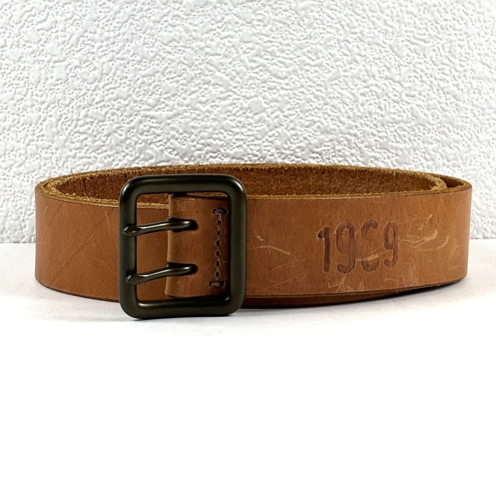 Gap Leather Belt Mens 34 Brown Double Prong 1969 Made in USA Rugged Americana